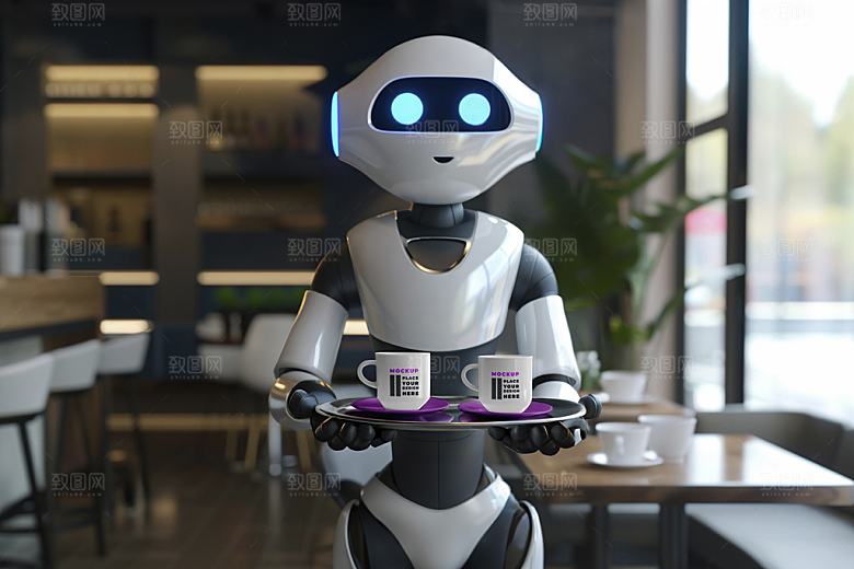 机器人手端杯子品牌logo样机