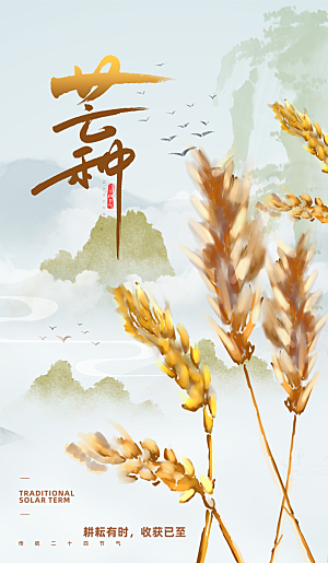 中国传统二十四节气芒种节气宣传海报