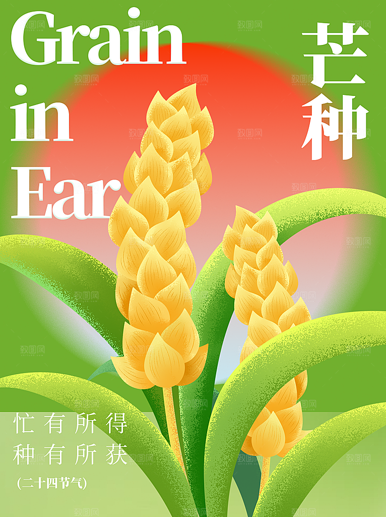中国传统二十四节气芒种节气宣传海报
