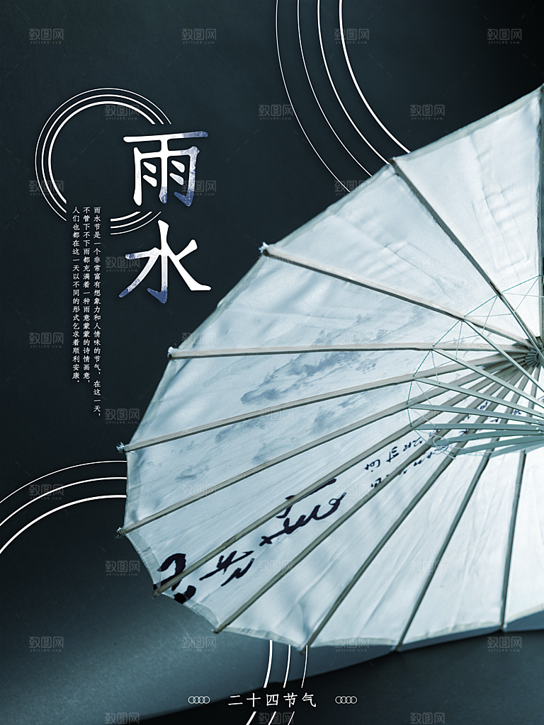 传统节气雨水海报模板
