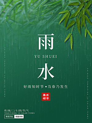 雨水节气简约大气海报