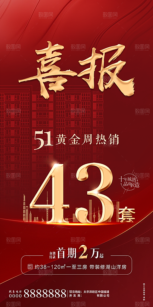 地产喜报促销热销海报