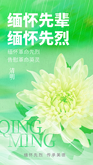 高级灰清明节节气宣传海报