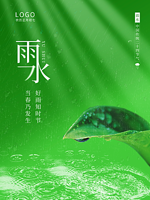 雨水节气简约大气海报