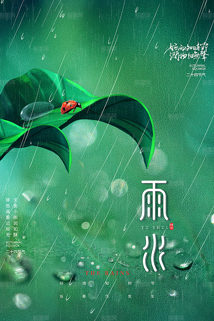 传统节气雨水海报模板