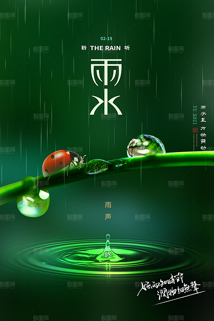 传统节气雨水海报模板