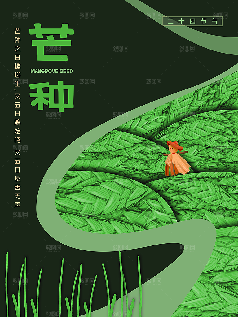 芒种节气简约大气海报