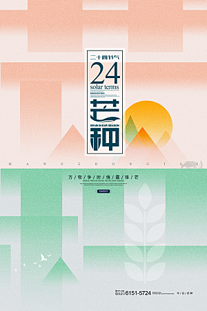 芒种节气简约大气海报