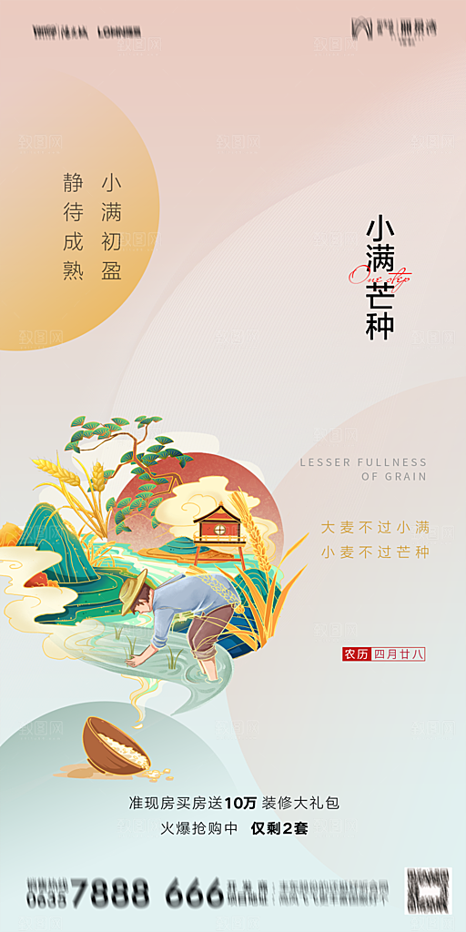 芒种节气简约大气海报