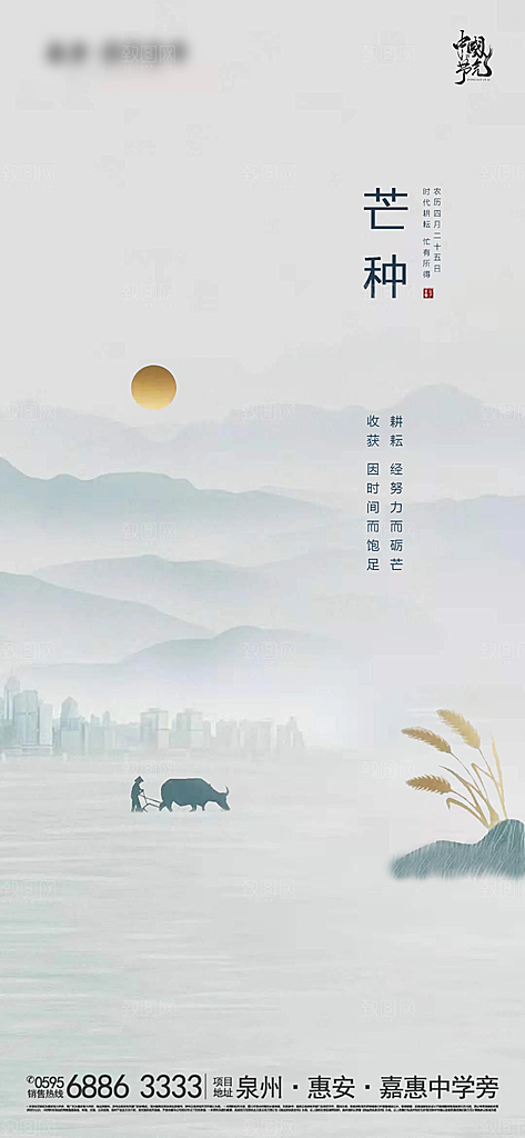 芒种节气简约大气海报