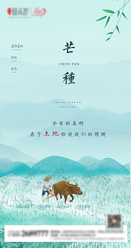芒种节气简约大气海报