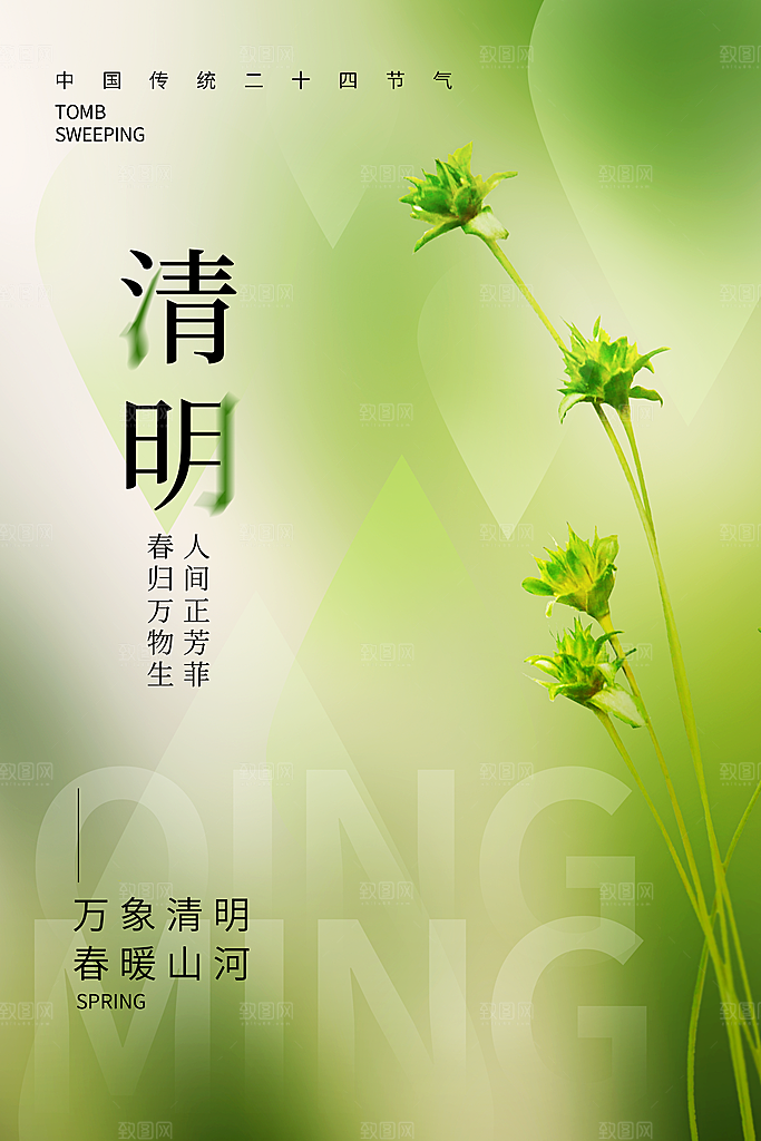 时尚清明节节气宣传海报