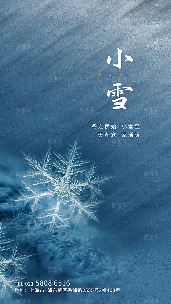 小雪节气简约大气海报