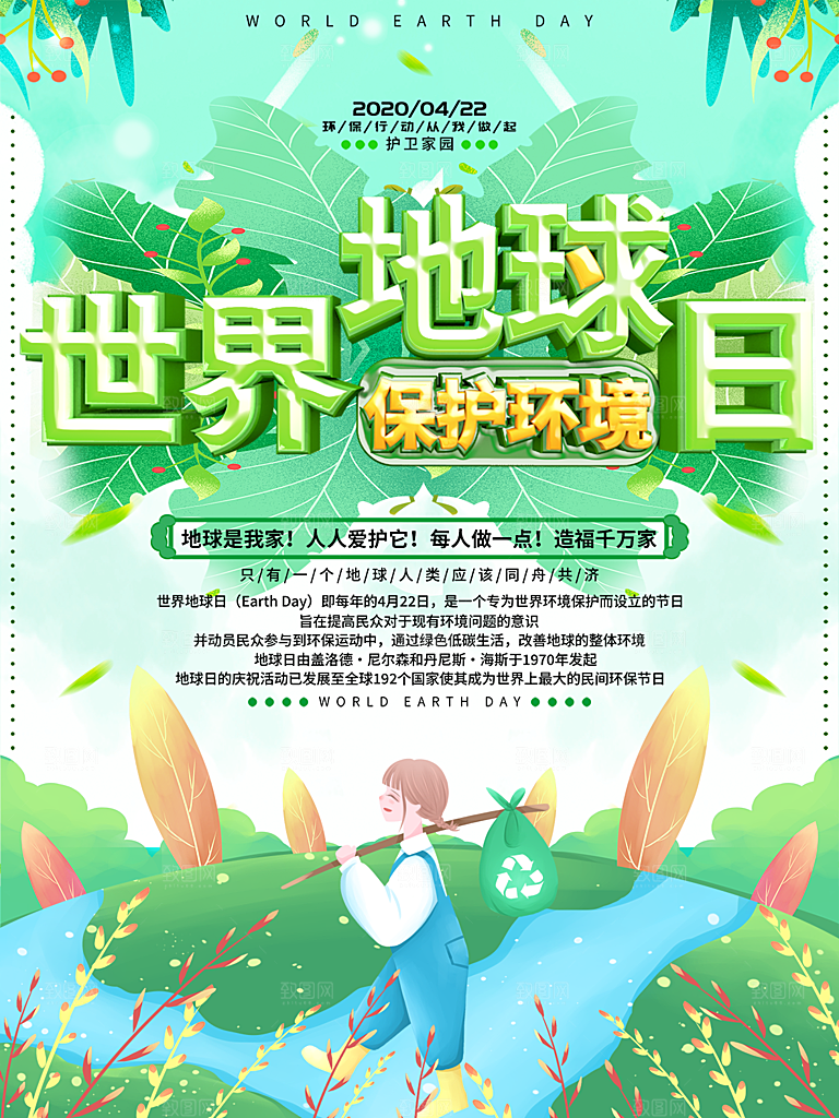 高级世界地球日宣传海报