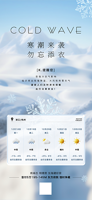 冬季降温提醒海报