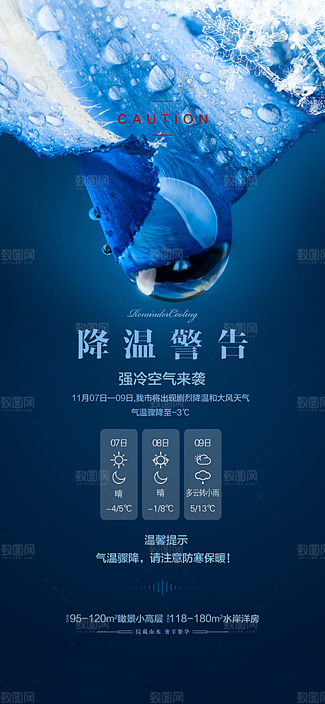 冬季降温提醒海报