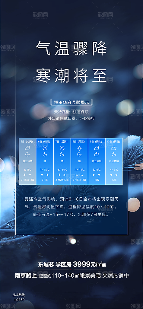 冬季降温提醒海报