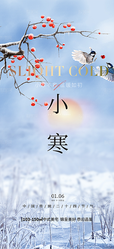 传统二十四节气小寒宣传活动海报