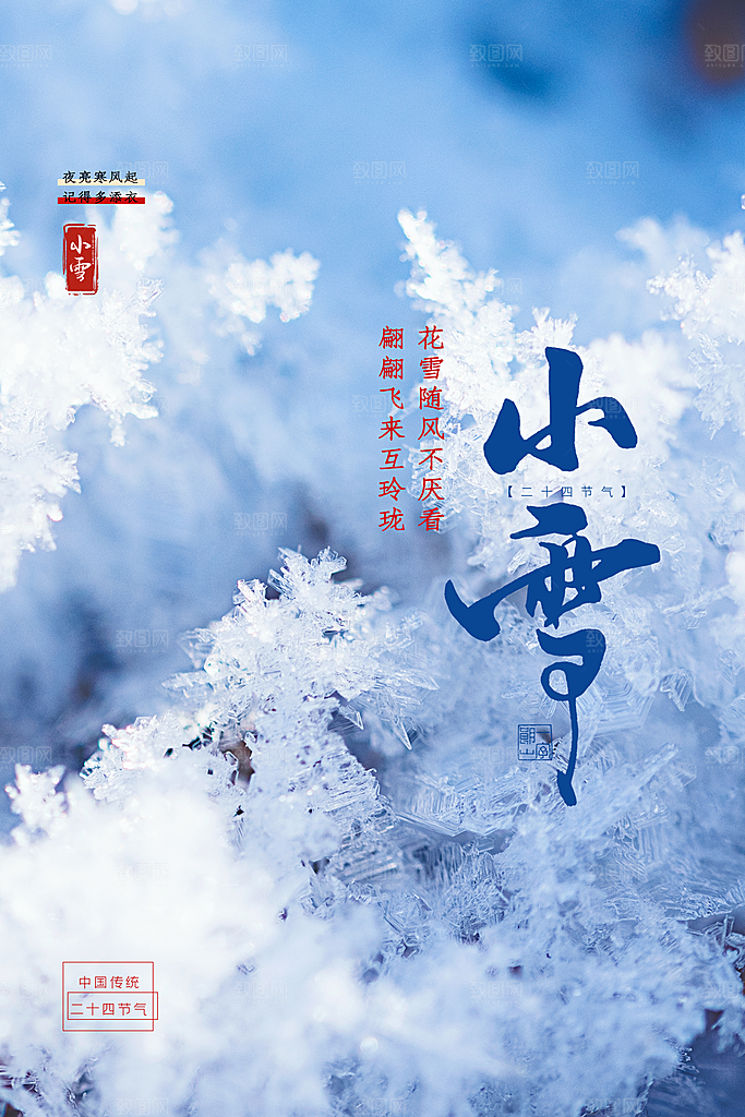 小雪节气简约大气海报