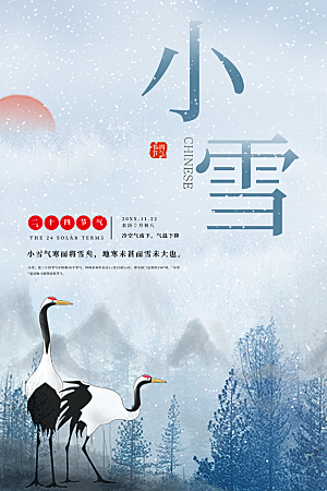 小雪节气简约大气海报