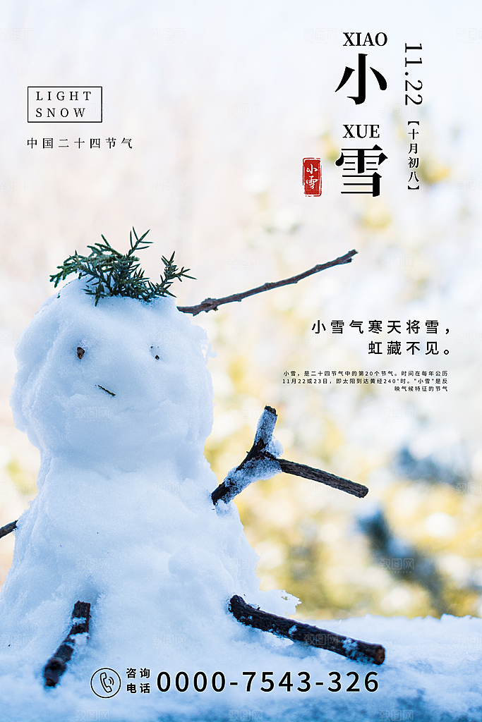 传统节气小雪海报模板