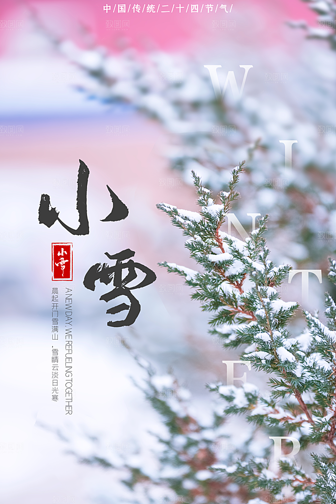 小雪节气简约大气海报