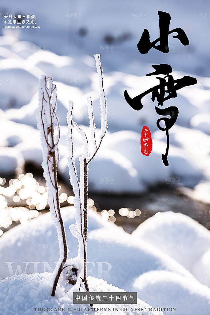 小雪节气简约大气海报