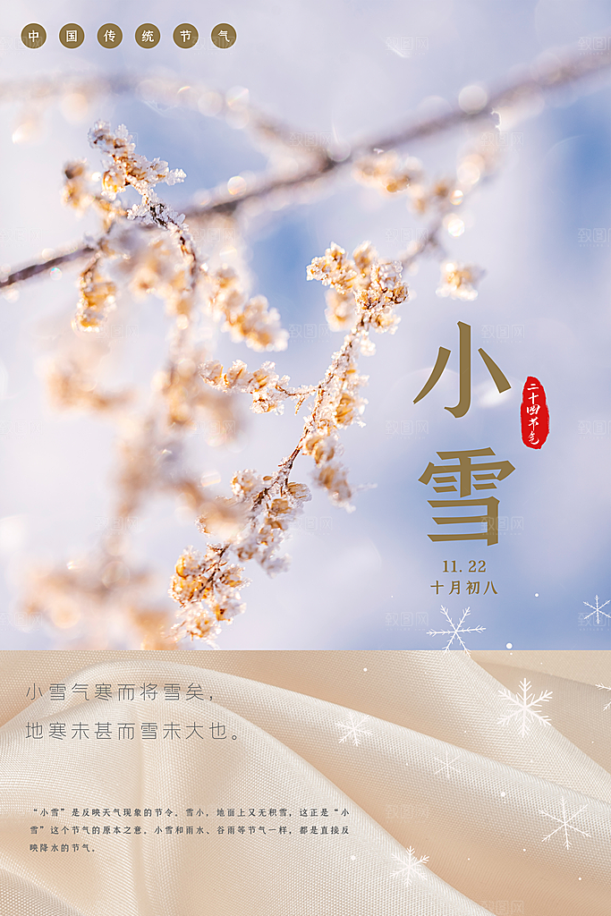 小雪节气简约大气海报