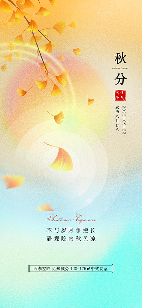 秋分节气简约大气海报