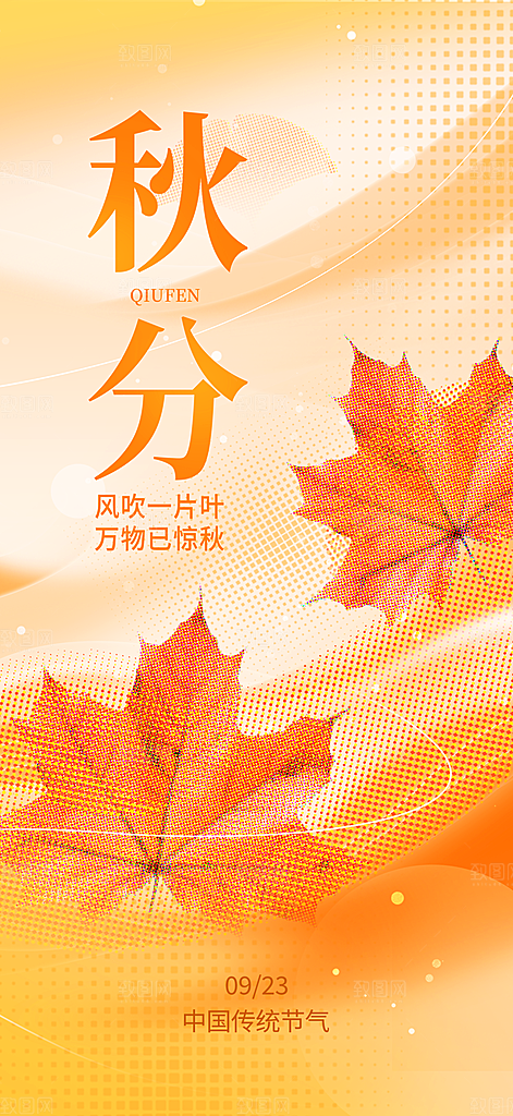 秋分节气简约大气海报