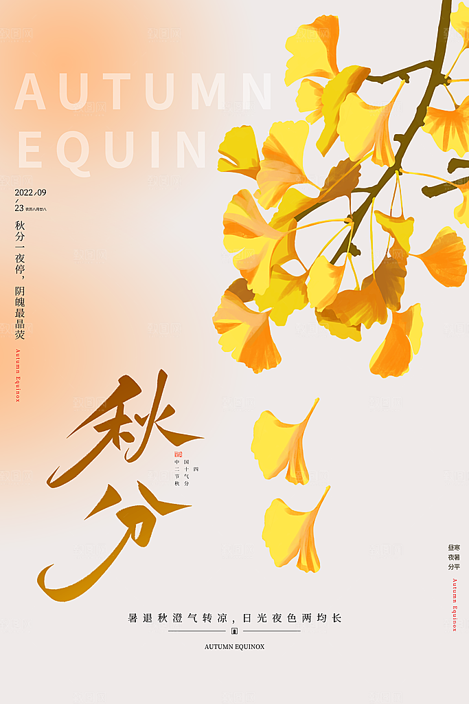 传统节气秋分海报模板