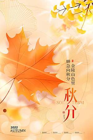秋分节气简约大气海报