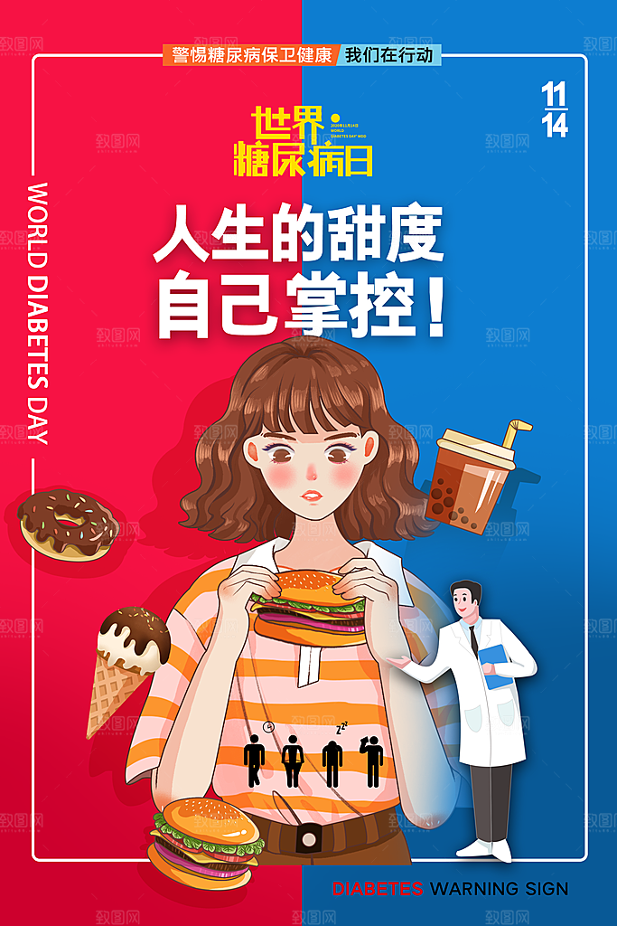 高端世界糖尿病日宣传海报