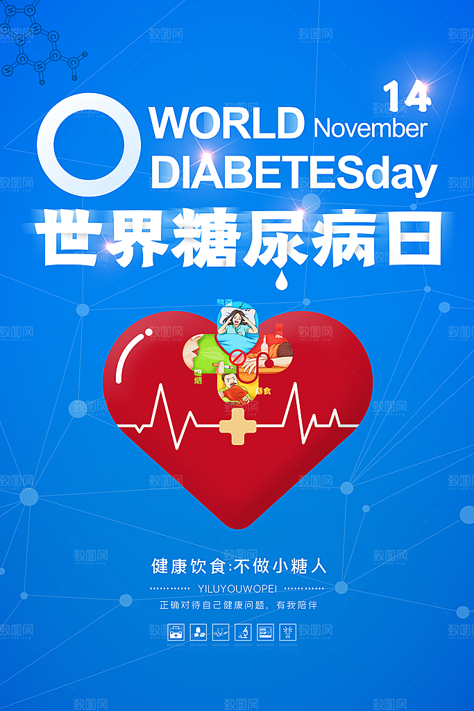 高端世界糖尿病日宣传海报