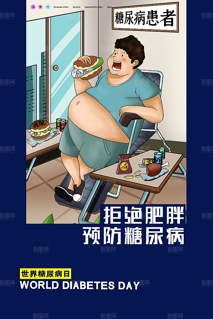 高端世界糖尿病日宣传海报