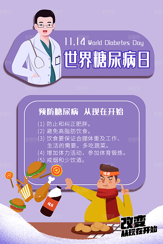 高端世界糖尿病日宣传海报
