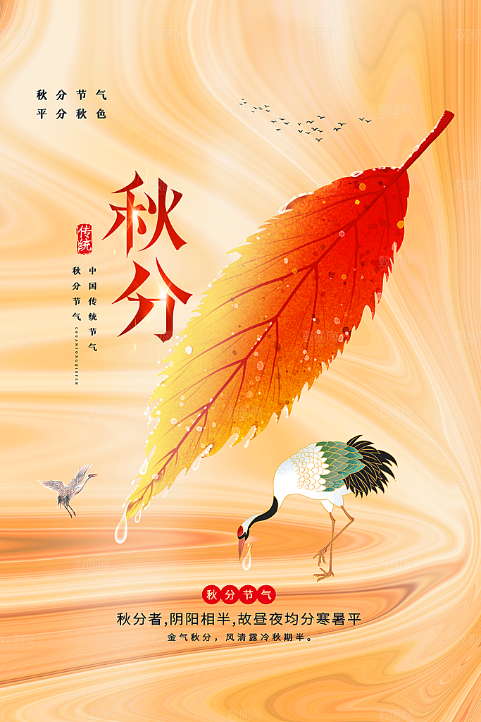 传统节气秋分海报模板