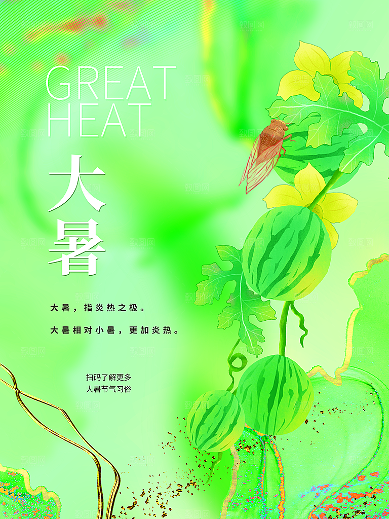 传统节气大暑海报模板