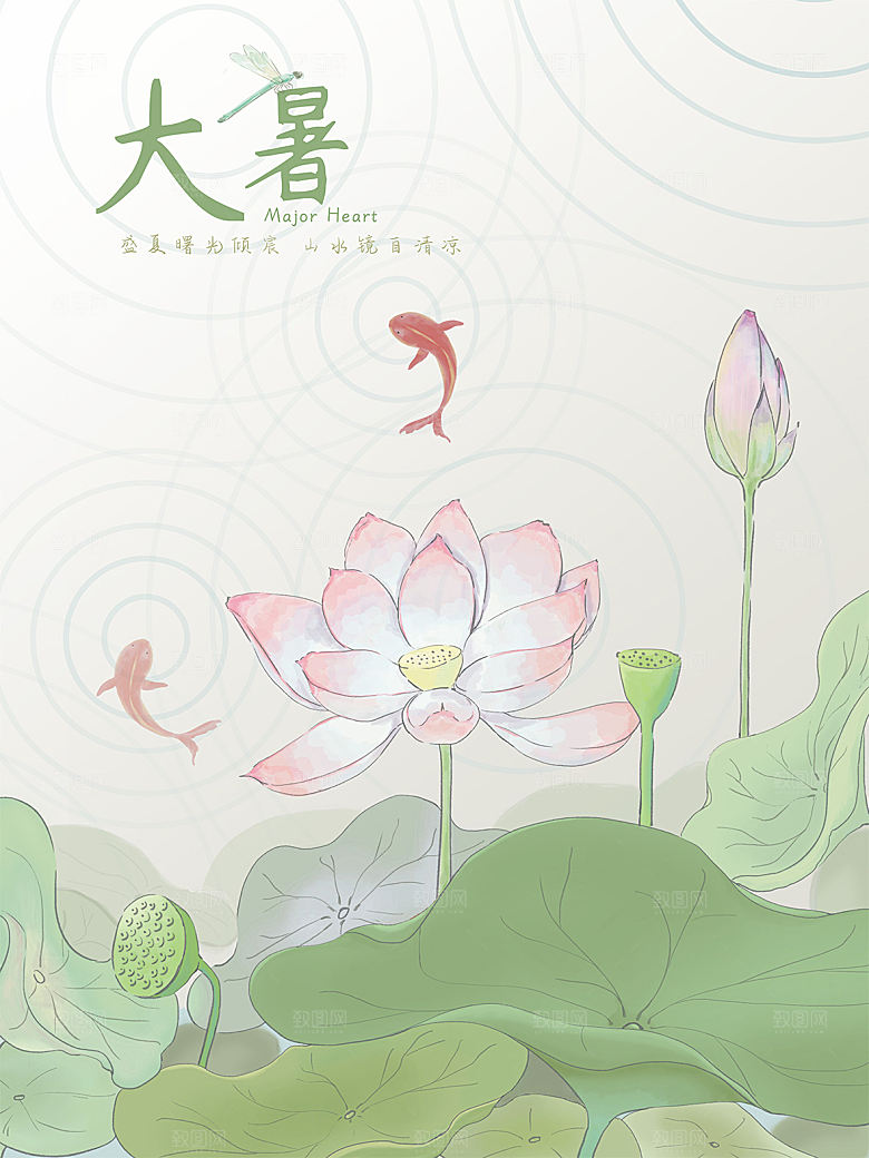 大暑节气简约大气海报