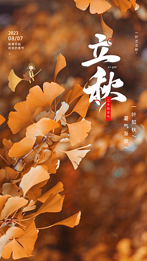 传统节气立秋海报模板