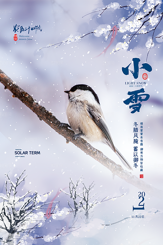 传统节气小雪海报模板