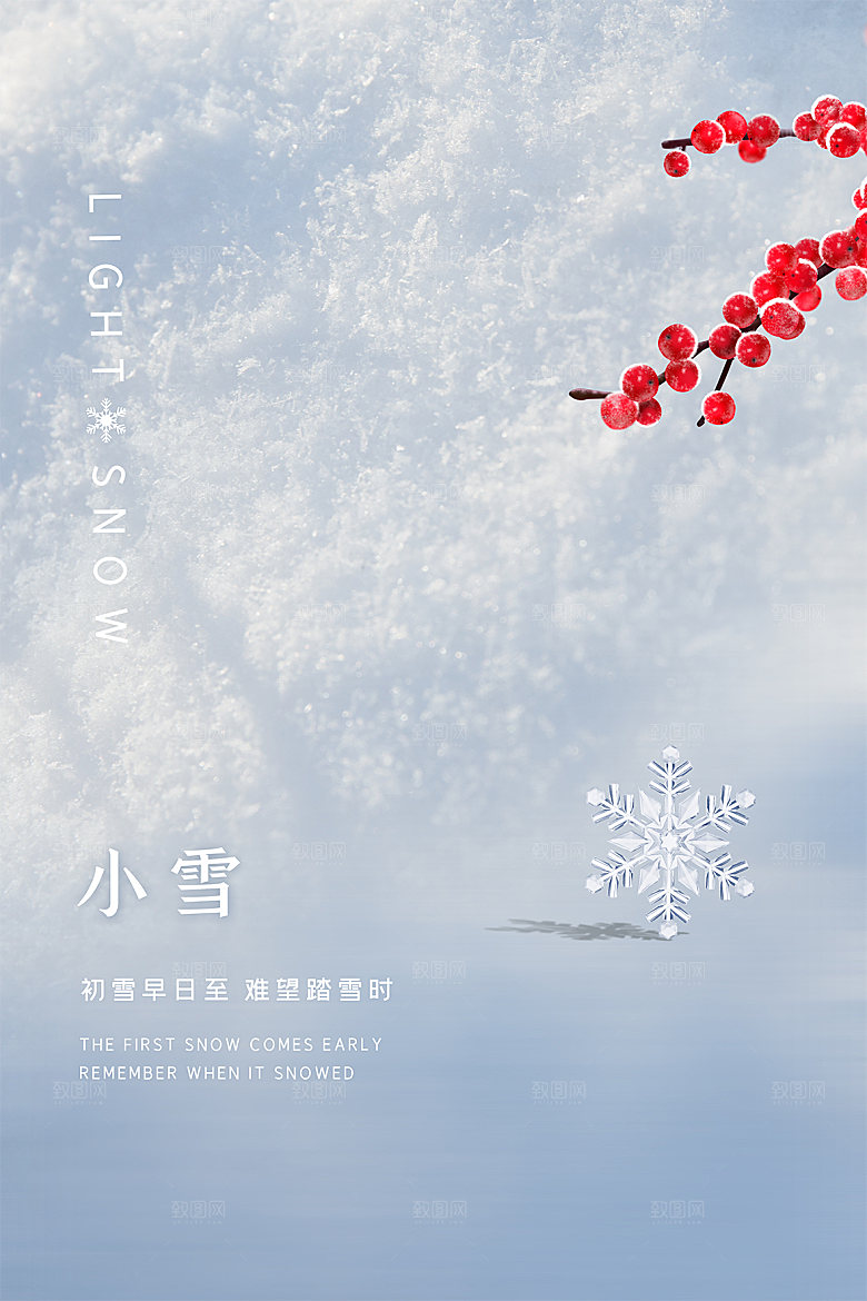 传统节气小雪海报模板