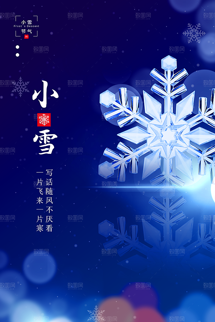 小雪节气简约大气海报