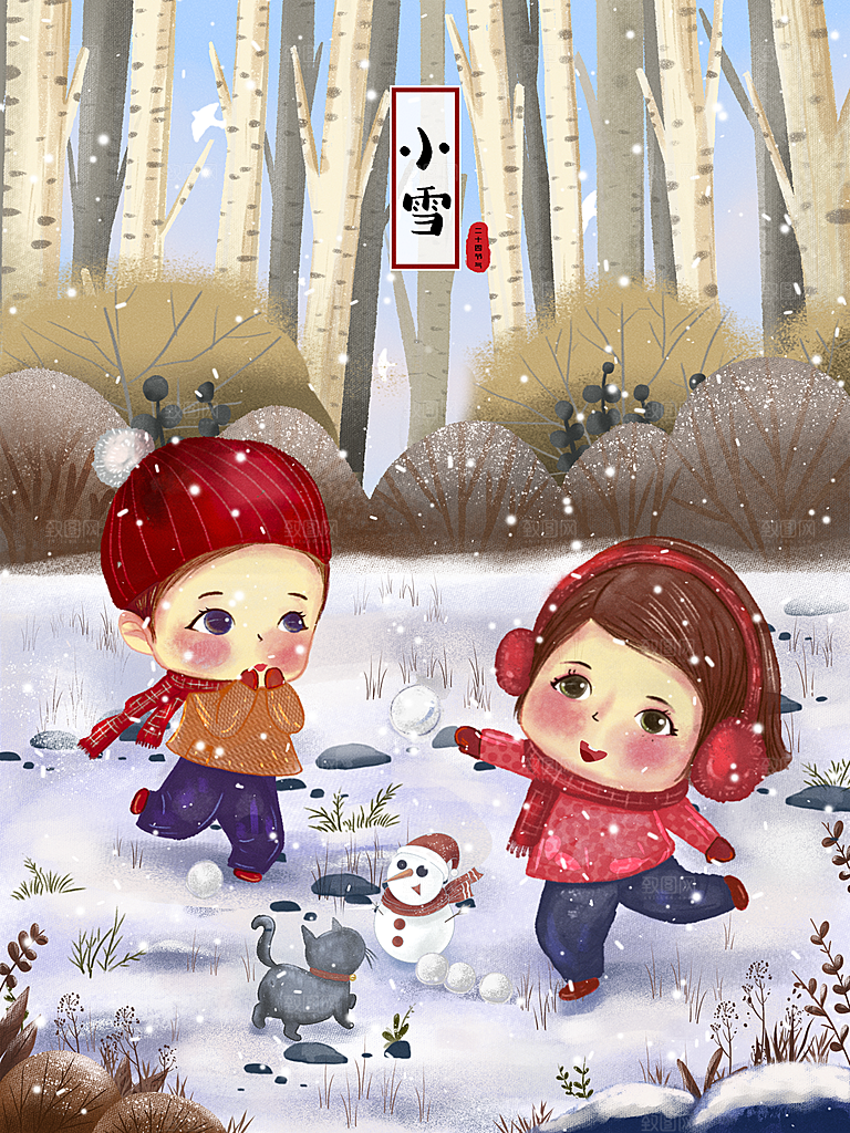 传统节气小雪海报模板