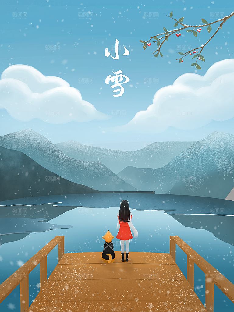 小雪节气简约大气海报