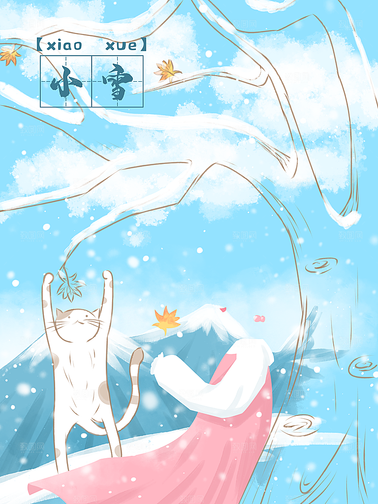 小雪节气简约大气海报