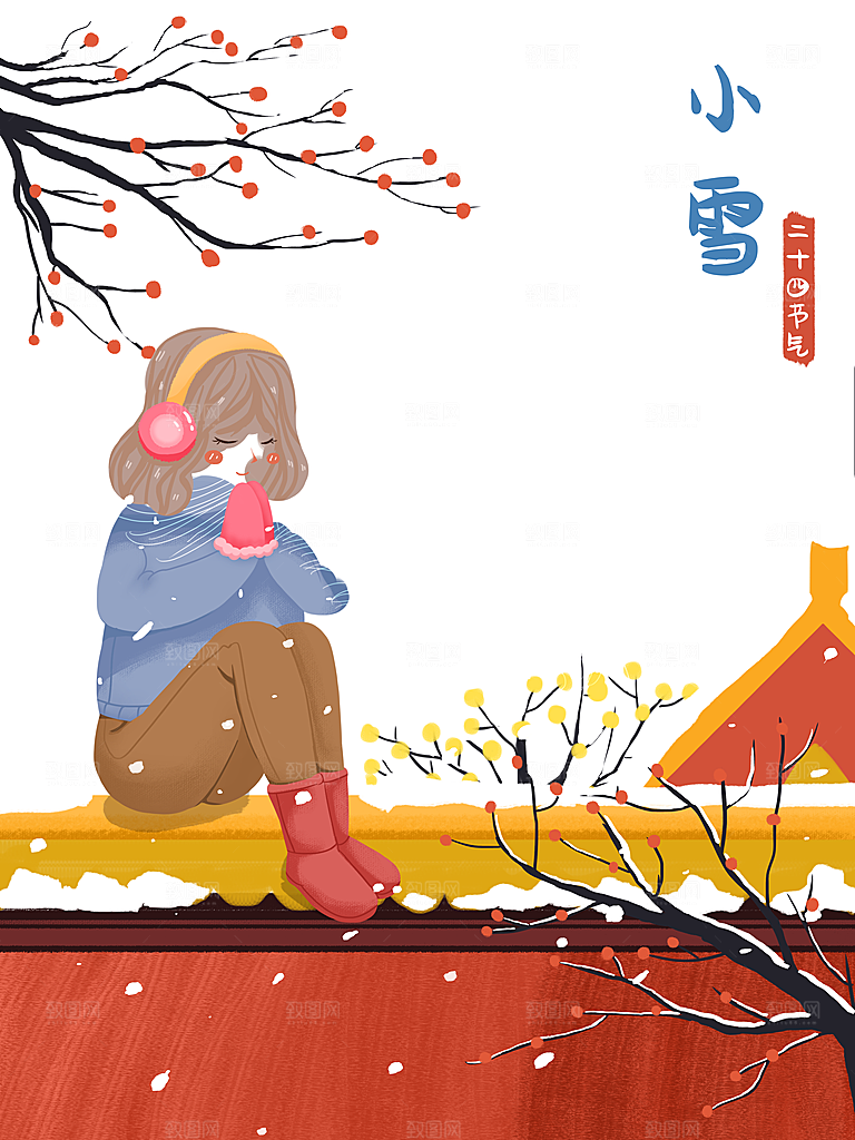 传统节气小雪海报模板