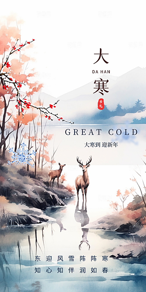 传统二十四节气大寒宣传活动海报