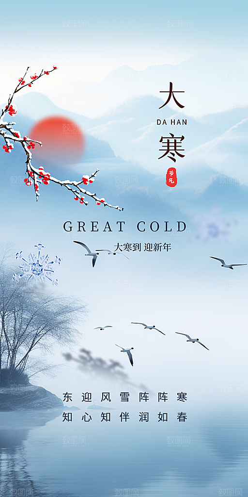 二十四节气大寒宣传海报
