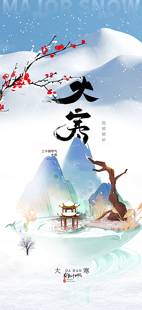 二十四节气大寒宣传海报